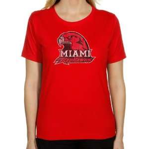 Miami University RedHawks Ladies Distressed Primary Classic Fit T 