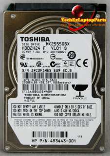 HP G60 250GB Toshiba MK2555GSX Hard Drive 493443 001 AMD  