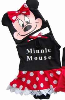 Girls Minnie Mouse Swimsuit and Hat Costume Set  