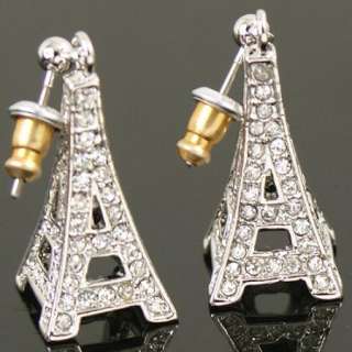 Gold GP Eiffel Tower Swarovski Crystal Dangle Earring  