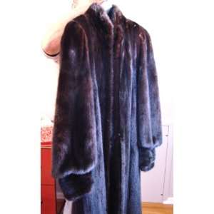  Black Ranch Mink Coat Custom Made Satin Lining Sz 13 14 