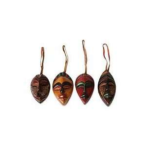  NOVICA Wood ornaments, Celebration Masks (set of 4 