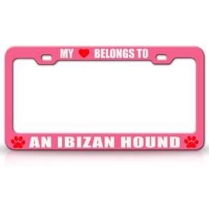 MY HEART BELONGS TO A IBIZAN HOUND Dog Pet Steel Metal Auto License 