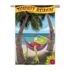  House Size Flag,Silk Reflections, Toadally Relaxin Patio 