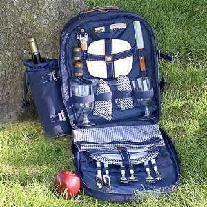   Picnic Backpack With Wine Holder and Waterproof Food Liner Patio