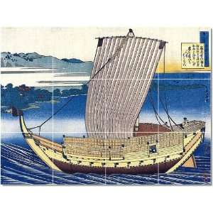 Katsushika Hokusai Ukiyo E Tile Mural House Decor  18x24 using (12 