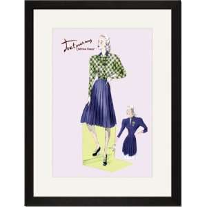   /Matted Print 17x23, Pleated Dress with Plaid Jacket