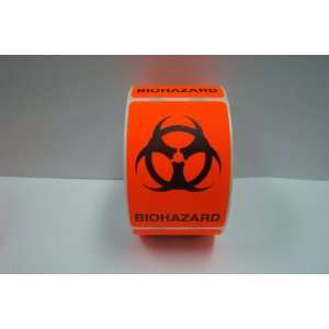   Bright Red Bioharzard Warning Caution Labels Stickers