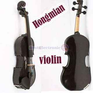 New 4/4 Acoustic Violin + Case+Bow+Rosin Black   