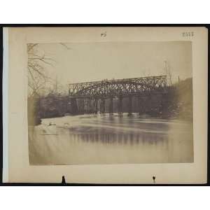  Building military railroad truss bridge,Bull Run,1863 