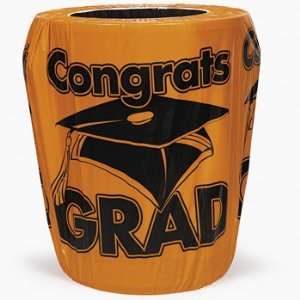  Orange Congrats Grad Trash Can Cover   Party Decorations 