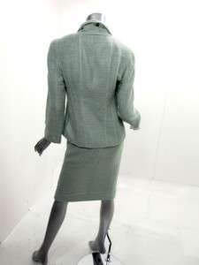 CHANEL BOUTIQUE Sea Foam Green Boucle Skirt Suit S/M  