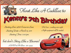 Cars Lightenin McQueen & Tow Mater Birthday Invitation  