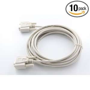  15 Foot 9 pin DB9 RS232 Serial Extension Cable F/F   Gray 