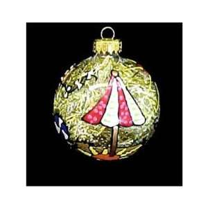  Beach Party Design   Hand Painted   Heavy Glass Ornament 