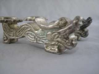 Vintage Silver Plated Dragon Chop Stick Holder Set with Tea Bowl Rest 