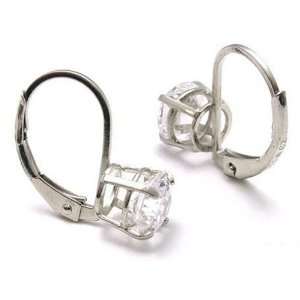   and Round Cut Cubic Zirconia Solitaire Leverback Earrings Jewelry