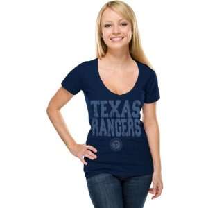  Texas Rangers Womens Navy Baby Jersey Short Sleeve V neck 