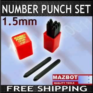 Mazbot 9pc Steel Number Die Stamp 1.5mm Metal Punch Set  