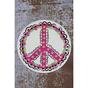  Natural Life Colorful Pink Blue Green Peace Sign Round Car 