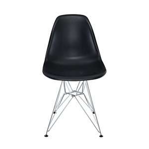  Plastic Side Chair in Black with Wire Base