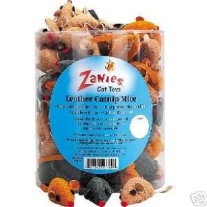  Zanies Leather Mice Cat Toy Canister of 100 WOW Kitchen 