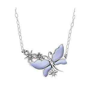 com Boma Sterling Silver & Purple Mother of Pearl Butterfly Necklace 