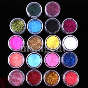 18 Color for Nail Art Glitter Dust Powder for acrylic system 