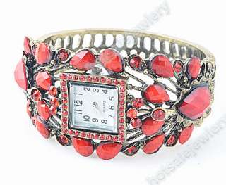 Wholesale 6Pcs Crystal Cuff Bracelet bangle Heart Watch A9  