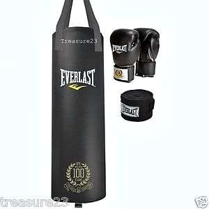 Everlast 100 Year Anniversary 100 lb. Heavy Bag Kit with Hand Wraps 