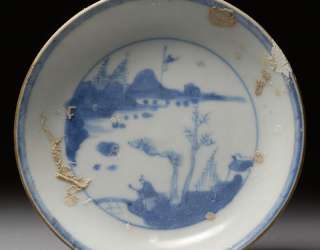 wonderful vibrant Chinese blue on white porcelain plate dating to 