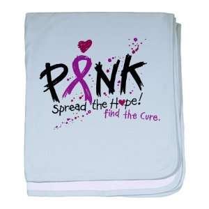 Baby Blanket Sky Blue Cancer Pink Ribbon Spread The Hope Find The Cure