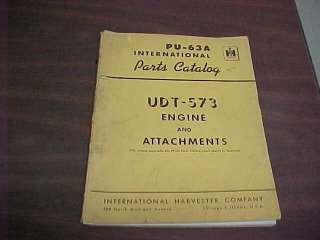 INTERNATIONAL UDT 573 DIESEL ENGINE PARTS MANUAL  