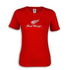  Detroit Red Wings Ladies Embroidered Script Red T shirt 
