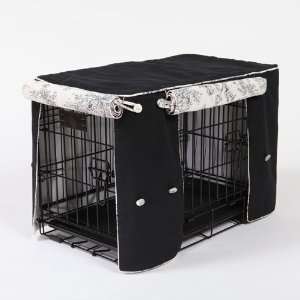   Crate Covers and More Central Park Toile with Black, Double Doors Pet