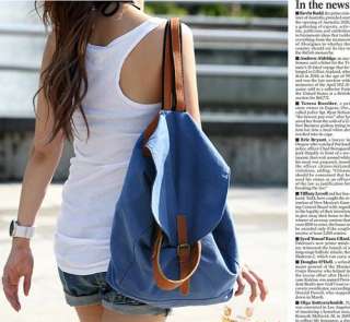 Women Stylish Fashion Blue Canvas Backpack School Shoulders Bag  