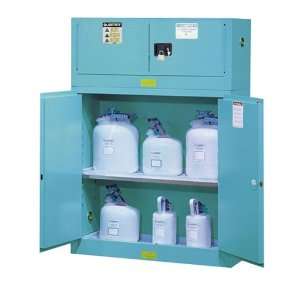 Justrite Blue Piggyback Safety Cabinet, 17 gallon   2 manual doors 