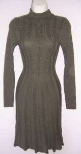 MSSP Dark OliveTurtle Neck Cotton Blend Long Sleeve Sweater Dress XS 0 