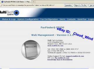 MultiTech FaxFinder Fax Server FF230, 2 Port T.37 Win7, Windows 2008 