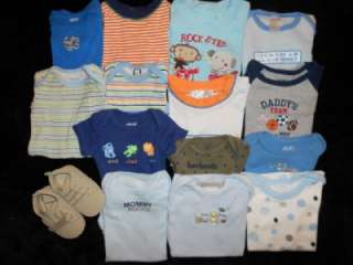 60 PIECE LOT BABY BOYS SPRING SUMMER CLOTHES SIZE 0 3, 3 6 MONTHS 
