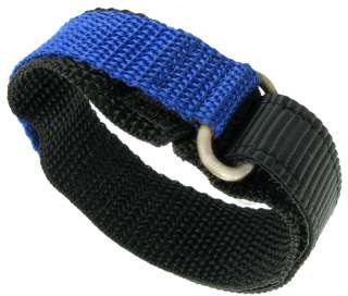 18mm Sport Wrap Nylon Velcro Watch Band Blue Black A102  