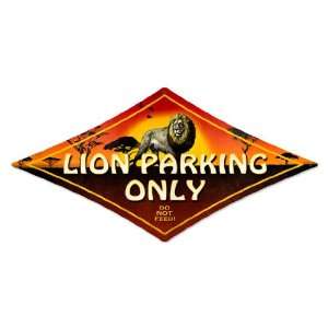  Lion Parking Diamond Metal Sign