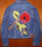   Poppies for Peace Floral Denim Jacket S Small Limited Edition, Rare