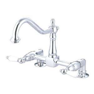   Brass PKS1141PL 8 inch center spread deck mount bridge kitchen faucet