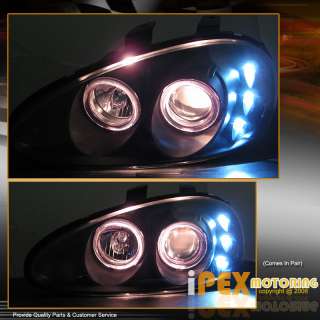 DUAL ANGEL EYES Halo Projector Headlights w/ LED BLACK  