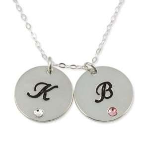   Silver Personalized Initial Birthstone Disc Charms Pendant Jewelry