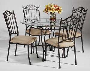 Wrought Iron Glass Dining Table Set  Round or Rectangle  
