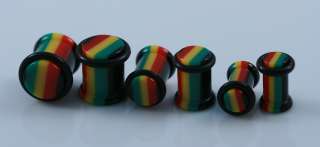 Pan African Rasta Color Acrylic Ear Plugs Expanders Stretchers 00G 0G 