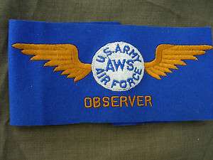 WWII ARMY AIR FORCE, AIR WARNING SERVICE ARMBAND  