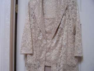 Mother of the Bride CHIFFON SEQUIN LACE LONG DRESS & JACKET 3XL Formal 
